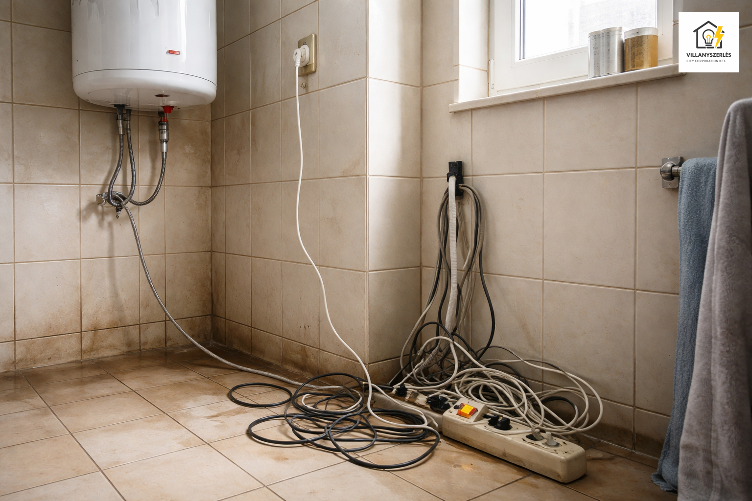 Hibás megoldás – hosszabbítóval használt bojler